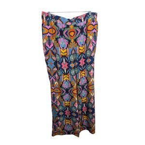 Philosophy Retro Boho Multi Colored Floral Geometric Wide Leg  Trouser  Pants XL